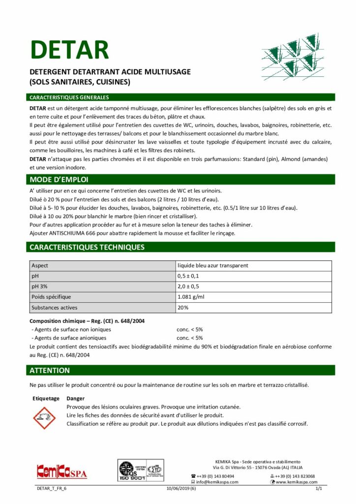 DETAR – Fiche Technique