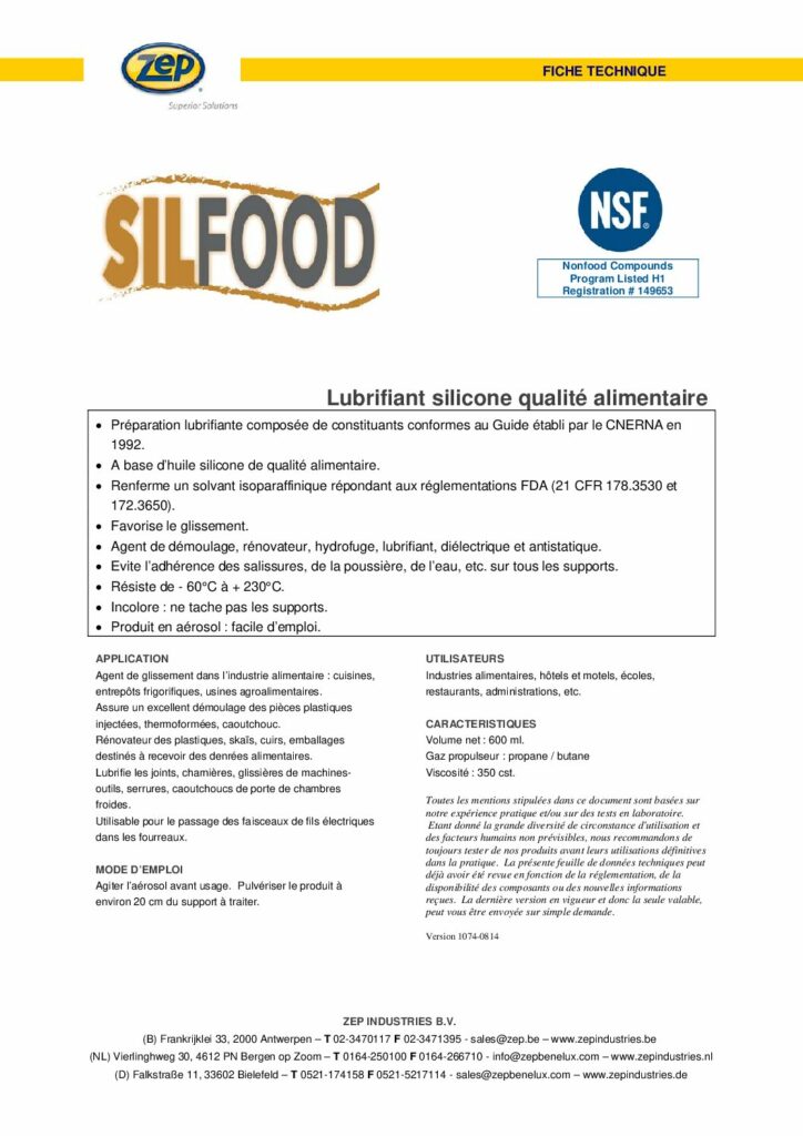 SILFOOD – Fiche Technique
