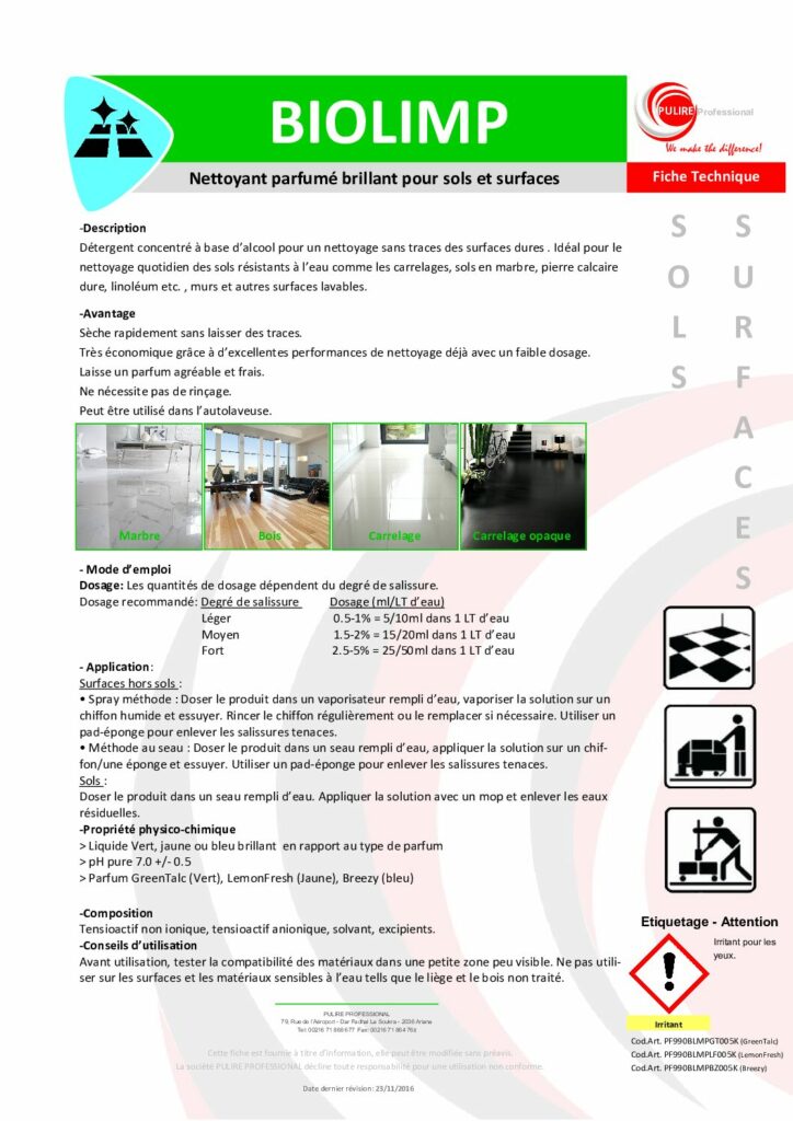 BIOLIMP Greentalc – Fiche Technique