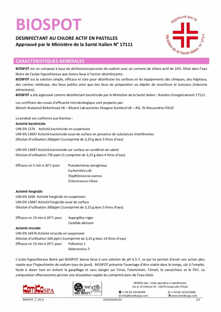 BIOSPOT – Fiche Technique