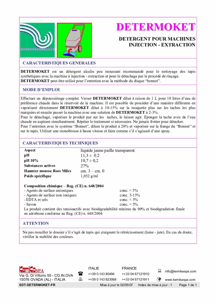 DETERMOKET – Fiche Technique