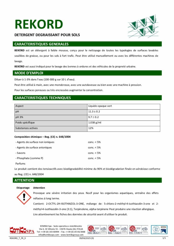 Rekord vert – Fiche Technique