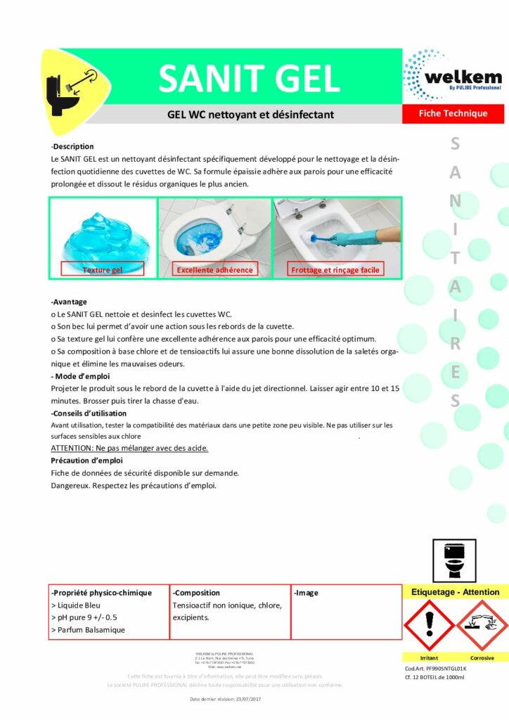 SANIT GEL – Fiche Technique